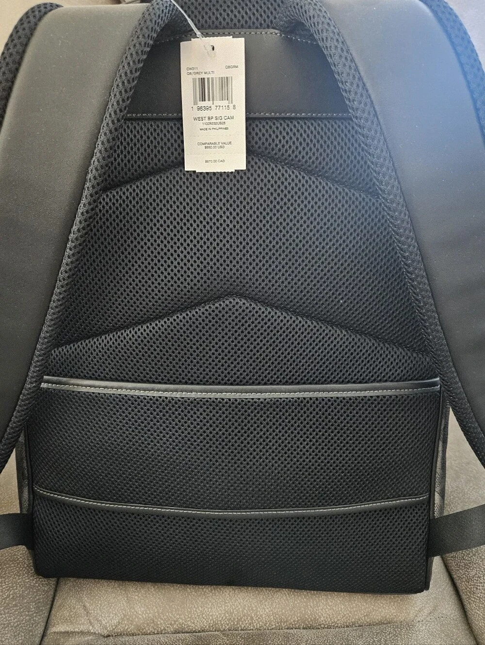 COACH Men's Backpack West Signature Camo Calf Leather Large Gunmetal/Gray, NWT